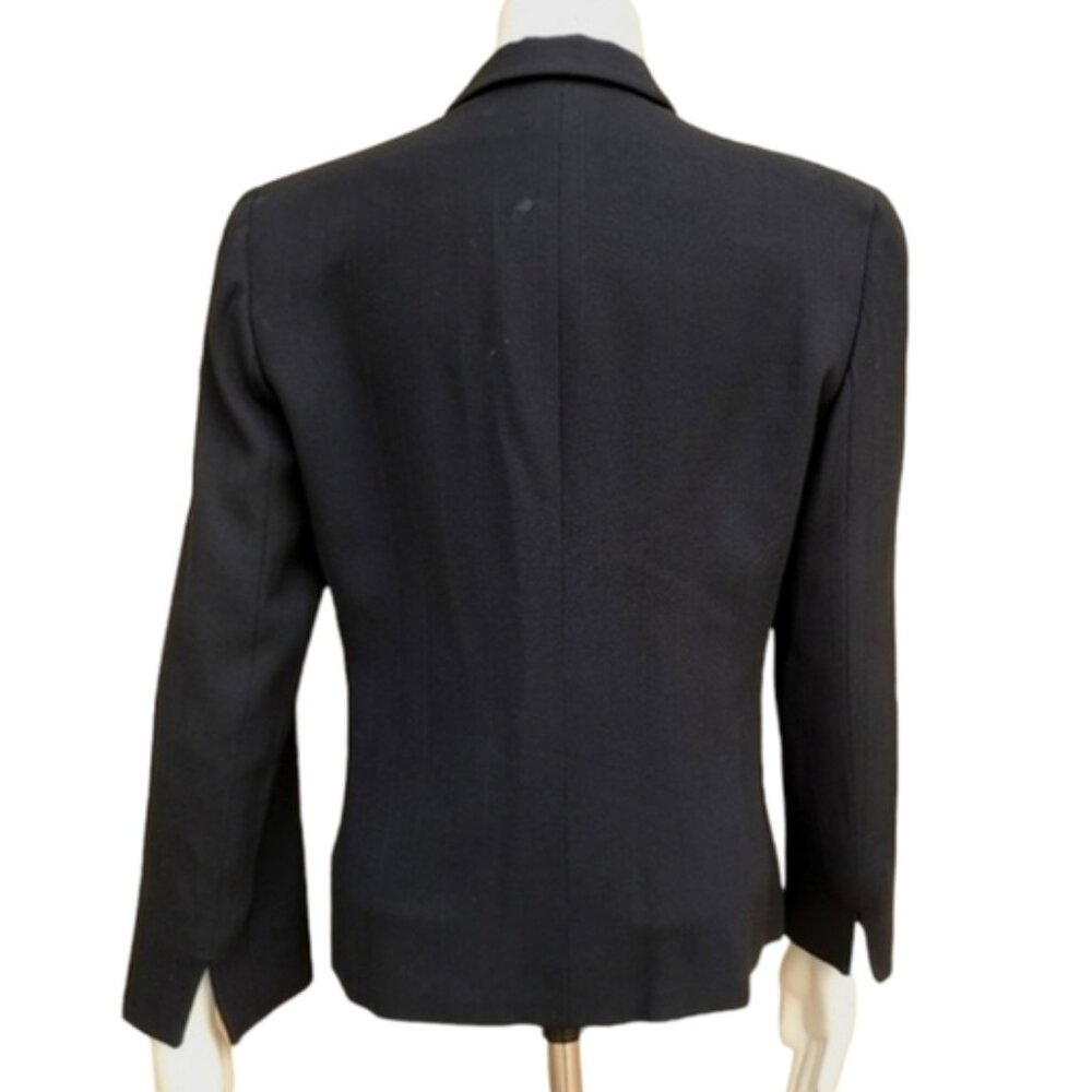 ARMANI COLLEZIONI Black Pinstriped Wool Blazer 8 Vintage Luxury Suit Jacket - Picture 3 of 15
